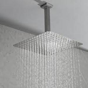 lot 22 image: 1-Spray Patterns with 2.5 GPM 16in. Ceiling Mount and Wall Mount Rain Fixed Shower Head in Brushed Nickel   Customer Returns See Pictures