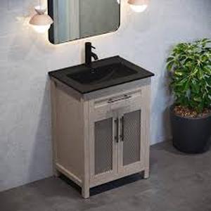 lot 26 image: Swiss Madison 24 in. W x 18.5 in. D Ceramic Vanity Top in Matte Black  Customer Returns See Pictures