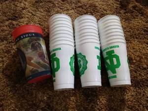 lot 47 image: Large Lot of Plastic UND Sioux Drink Cups