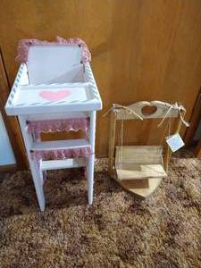 lot 48 image: (2) Doll Furniture Pieces - High Chair & Swing
