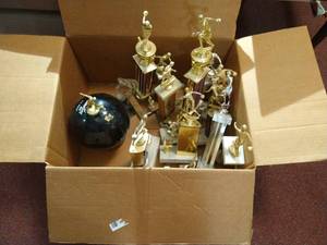 lot 98 image: Box of Vintage Bowling Trophies