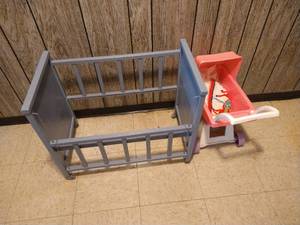 lot 101 image: Doll Crib & Stroller