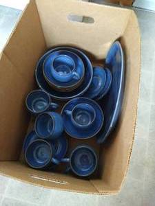 lot 144 image: Box of Stoneware Dishes, Etc
