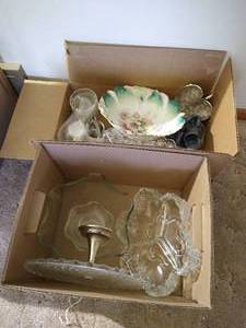 lot 154 image: (2) Boxes of Glass Dishes - Cake Platter, Etc