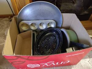 lot 156 image: Box of Pans, Etc