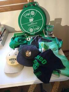 lot 213 image: UND Lot - Caps, Seat Cushions, Towels, Cup, Purse, Etc