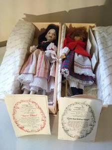 lot 215 image: (2) Knowles Heroines from the Fairy Tale Forest Dolls - Snow White & Red Riding Hood