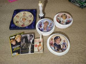 lot 236 image: Princess Diana Collectible Lot - Plates, Figurine, Magazines
