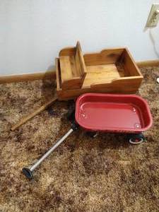 lot 260 image: (2) Doll Wagons - Wood & Metal Radio Flyer