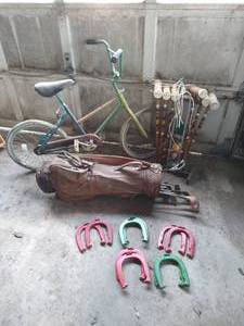 lot 304 image: Outdoor GamesToys Lot - Bike, Golf Clubs, Horseshoes, Etc