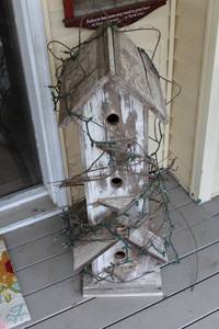 lot 14 image: Tall Rustic Birdhouse with Weathered Finish
