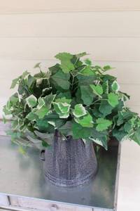 lot 20 image: Decorative Faux Greenery in Vintage Metal Planter