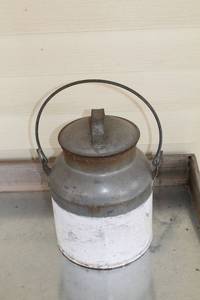 lot 21 image: Vintage Metal Milk Can with Handle