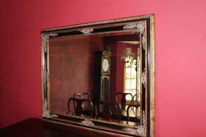 lot 35 image: Antique Ornate Wooden Mirror with Detailed Frame