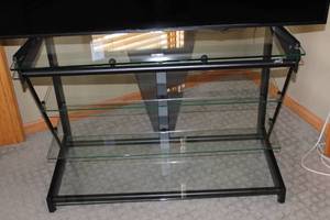 lot 50 image: BellO Glass and Metal TV Stand with Shelves