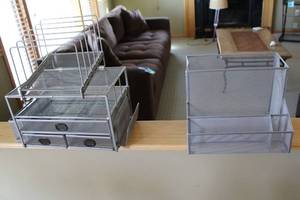 lot 67 image: Set of Metal Mesh Desk Organizers with Drawers and File Holders