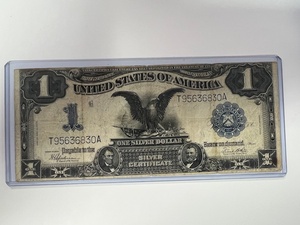 1899 $1 Silver Certificate - BLACK EAGLE, no pin holes, all corners, Free Shipping & Insurance