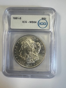 lot 11 image: 1881s Morgan, Graded MS 64-Free Shipping & Insurance