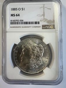 lot 18 image: 1885-O Morgan-NGC, MS-64-Free Shipping & Insurance