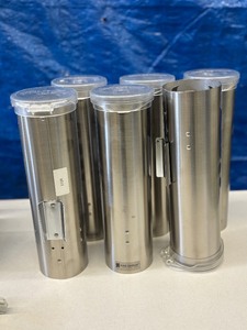 lot 11 image: Lot of 6 San Jamar Stainless Steel Water Cup Dispensers - In Great Condition