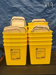 lot 40 image: Lot of 19 NEW Medline MDS706902 2-Gallon Chemotherapy Waste Disposal Bins with Lids - In Excellent Condition Remove The Sticker & You Have A Great Little Waste Basket With Lid