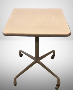 lot 3 image: Classic 1960s MCM Small Side Table On Wheels Designed by Charles and Ray Eames for Herman Miller - Great Vintage Condition Light Surface Scratches On Top - Rolls Easily Around 