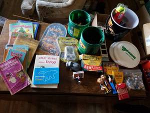 lot 109 image: Group of Books, Toys, Marbles, Army Guys