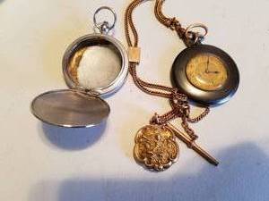 lot 180 image: Brevet Swiss Made Pocket Watch with Beautiful Chain and Pocket Watch Case