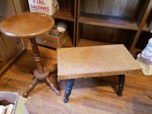 lot 199 image: Footstool and Wood Plant Stand