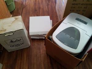 lot 220 image: Home Ice Maker, 3- Microwave Trays and New in Box Gevalia Coffee Maker
