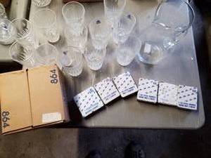 lot 319 image: NOS Princess House #864, Crystal Ornaments, Pitcher and Glasses