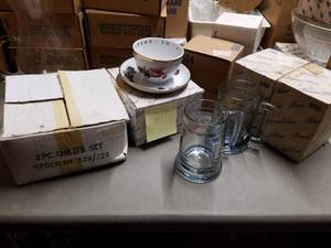 lot 347 image: NOS Princess House, 2-#26 Cup & Saucer, #229-CHilds Set, 6- Duck Mugs #245, #685, #690 and #684