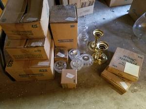 lot 351 image: NOS Princess House Crystal, #322, #072, #830, #415, #038 and #428. Mostly Candleholders