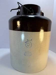 lot 6 image: Five Gallon Red Wing Bail Top Crock.