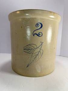 lot 18 image: Two Gallon Birch Leaf Red Wing Crock.