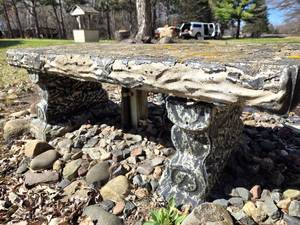 lot 2 image: Heavy Outdoor Cement Garden Bench