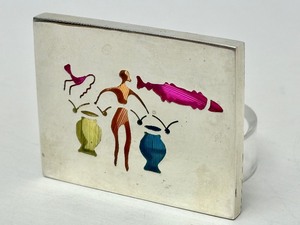 lot 17 image: Colorful Sterling Silver Through-Cut Brooch Pendant
