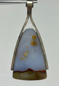 lot 28 image: Excellent Large Signed Sterling Silver & Polk Dot Oregon Agate by Gary Rex Erickson