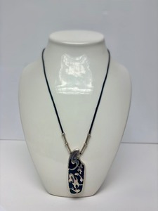 lot 29 image: Large Signed Abstract Sterling Silver Pendant Necklace wMakers Mark