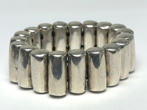 lot 30 image: Large Sterling Silver Bracelet wCylindrical Silver Beads