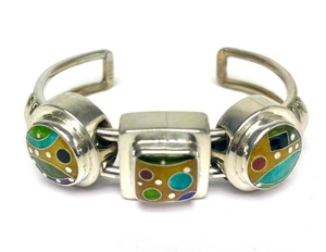 lot 47 image: Outstanding Handmade Sterling Silver & Cloisonne Enamel Bracelet by William Bailey