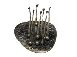 lot 26 image: Sculptural Hand Hammered Sterling Silver Brooch