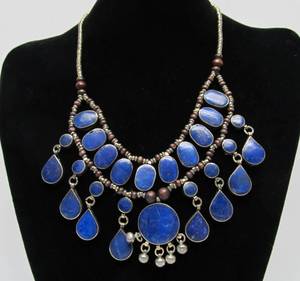 lot 67 image: Lovely Old Vintage Afghan Lapis Gypsy Necklace