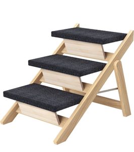 lot 122 image: Brand New RunLexi Pet Stairs for Medium Dogs 2 in 1 Foldable Wooden Non Slip Pads Up to 110lbs $76.99 Retail