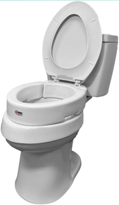 lot 133 image: Brand New Carex Elongated Hinged Toilet Seat Riser Adds 3.5 of Height 300lb Limit