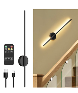 lot 136 image: Brand New LED Battery Operated Wall Sconces with Remote Control Rechargeable Black 39.4 inch $84.90 Retail