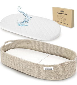 lot 167 image: Brand New Bophili Baby Changing Basket with Foldable Baby Changing Pad and Cover