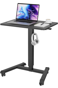 lot 170 image: Brand New Bontec 25.6x17.7 Spring Mobile Stand Up Rolling Desk Up with Wheels Adjustable $129.99 Retail