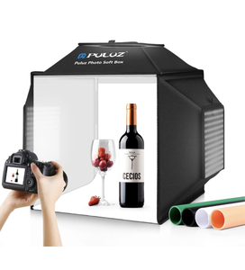 lot 199 image: Brand New  Puluz Upgraded Light box & Soft Box with LED Lights Photo Studio Photography and Back Drops $99.99 Retail