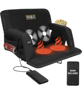 lot 202 image: Brand New MZQLN Heated Massage Reclining Stadium Seat 25 Bleacher Chair 10,000mAh Portable 6 Reclining Positions $99.99 Retail